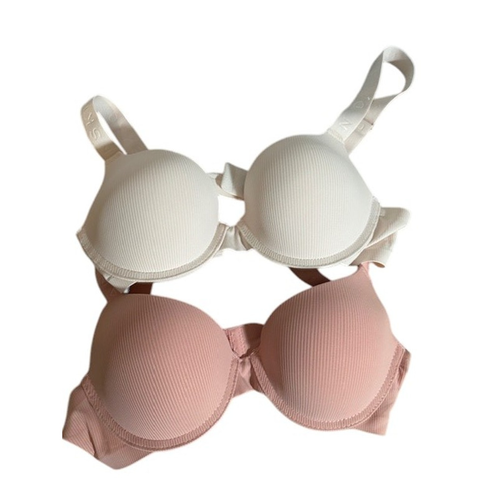 Danskin Intimates Set of 2 Pink White Bra Adjustable Comfortable Women Sz 34B